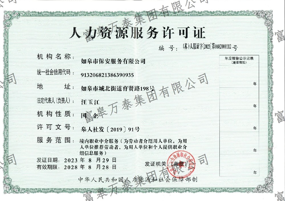 人力资源服务许可证